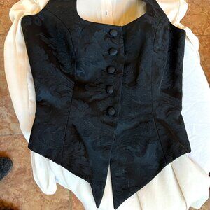 BeBe Black Brocade Fitted Vest Fully Lined